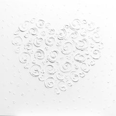 Series “Heart in white” - Love, Amour, Amore, 3 D textured minimalistic Pop Art