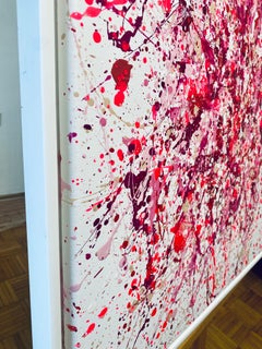 Series "Pink Glow -2" pink, Barbie, white, colorful large abstraction