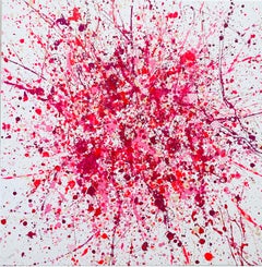 Series "Pink Glow -3" pink, Barbie, white, colorful large abstraction