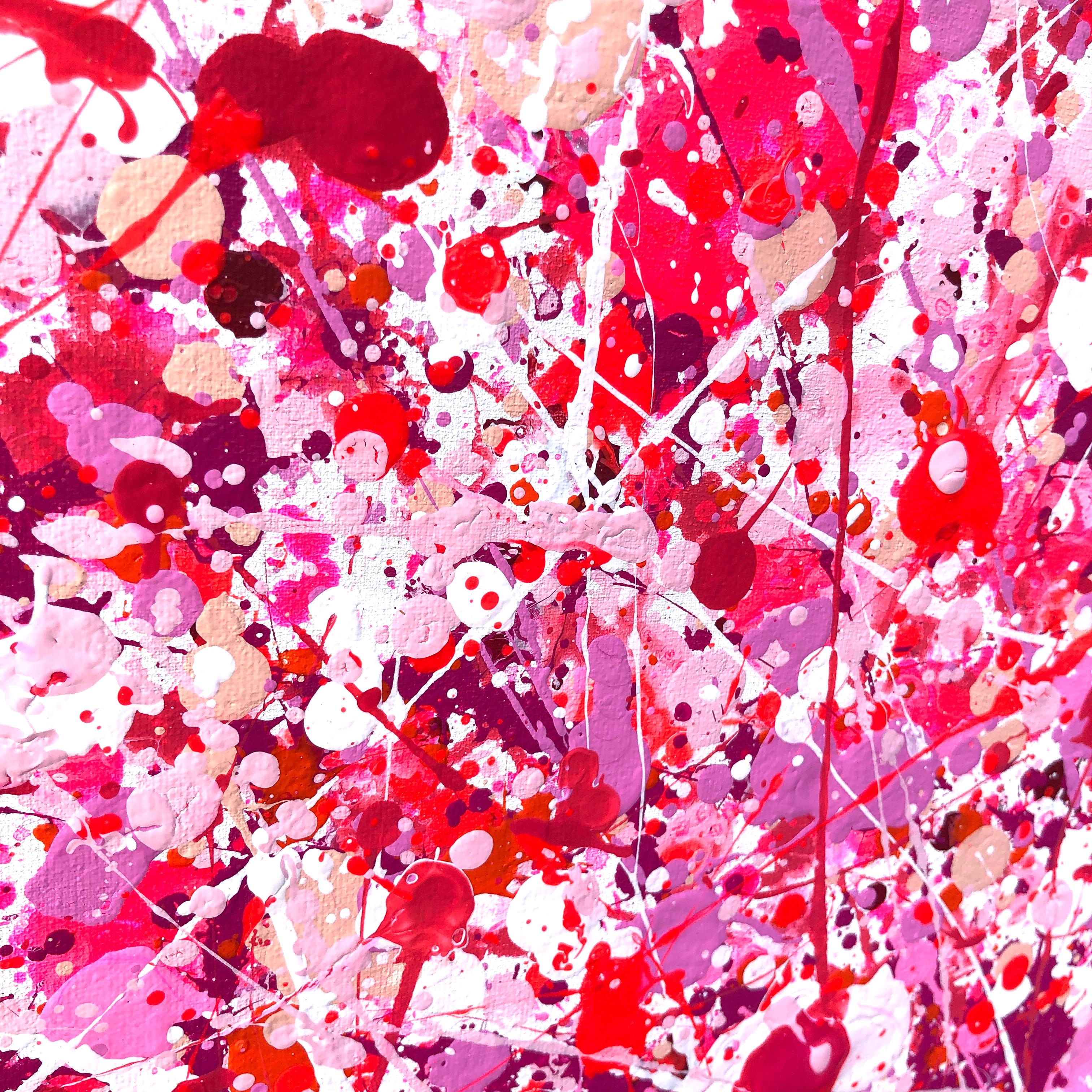 Quadro astratto con colore principale bianco ed elementi in giallo, rosa, blu, verde e rosso.
Questo quadro astratto è vivace ed espressivo.
Il minimalismo astratto abbinato