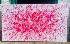 Serie "Volo infinito" rosa, Barbie, bianco, astrazione colorata di grandi dimensioni