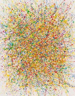 Serie "Volo infinito" giallo, blu, rosa, bianco, astrazione colorata di grandi dimensioni