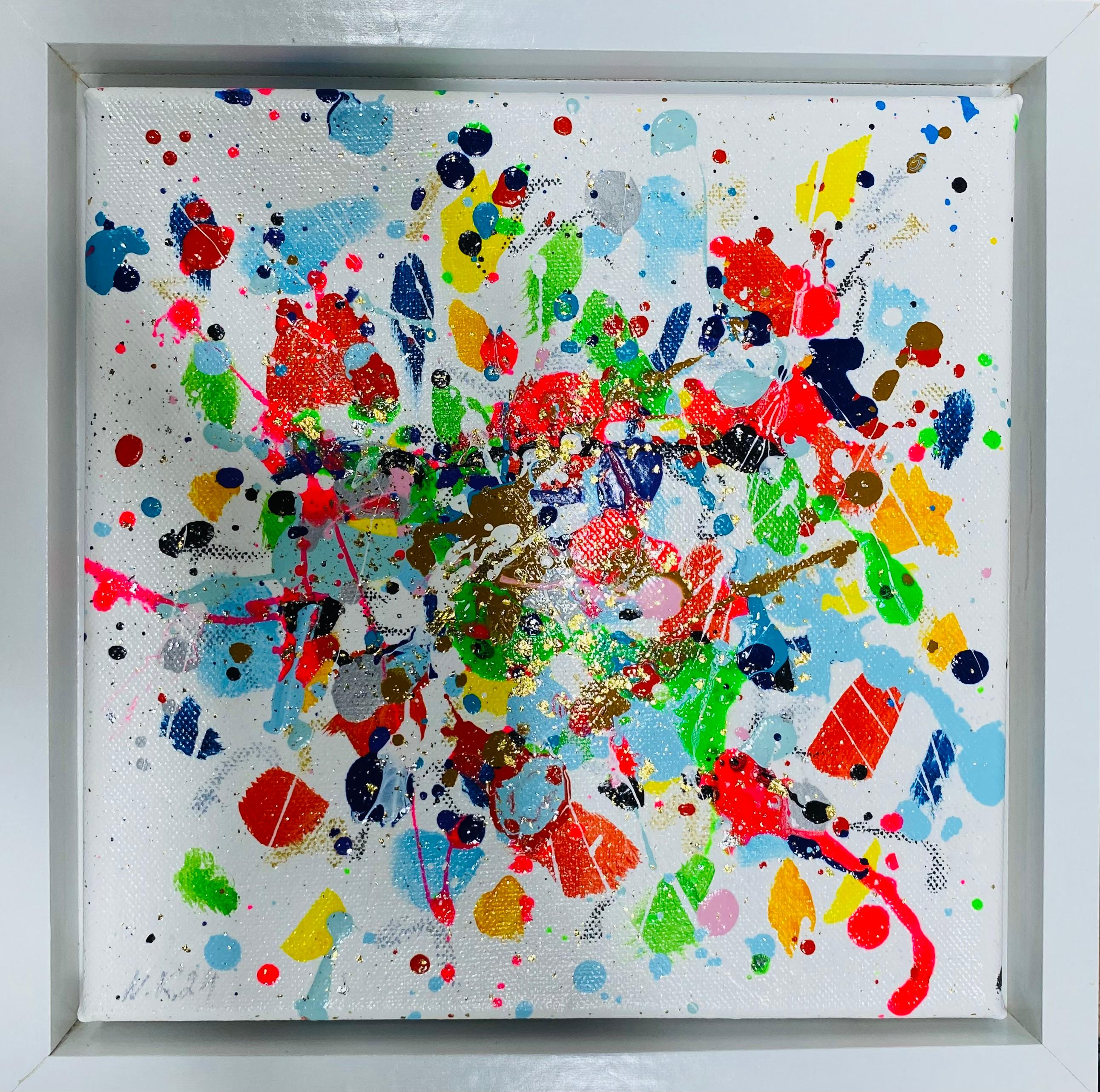 Serie "Volo Infinito" giallo, blu, rosa, bianco, colorato  Lo stile di Pollock