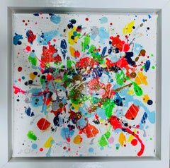 Serie "Volo Infinito" giallo, blu, rosa, bianco, colorato  Lo stile di Pollock