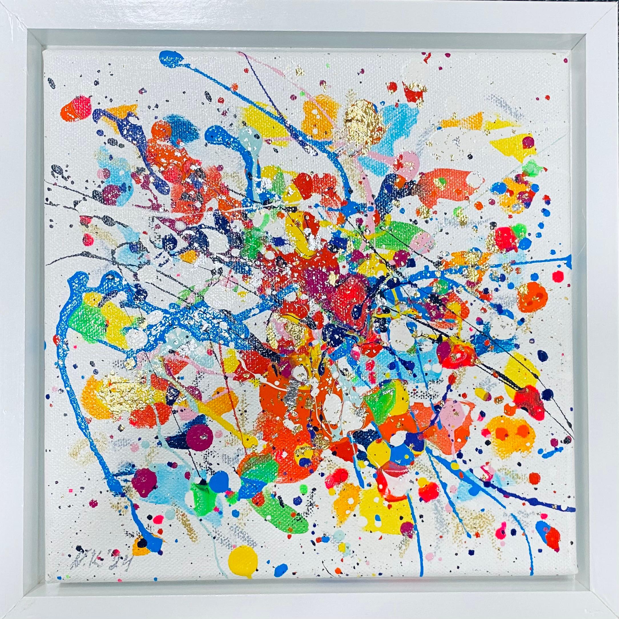 Serie "Volo Infinito" giallo, blu, rosa, bianco, colorato  Lo stile di Pollock