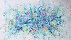 Serie "More Energy" blu turchese espressionismo astrazione presa Pollock