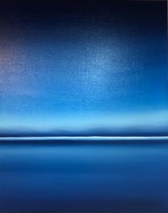 Serie Lago nocturno en Ucrania-Azul impresiones abstractas minimalismo paisaje marino agua