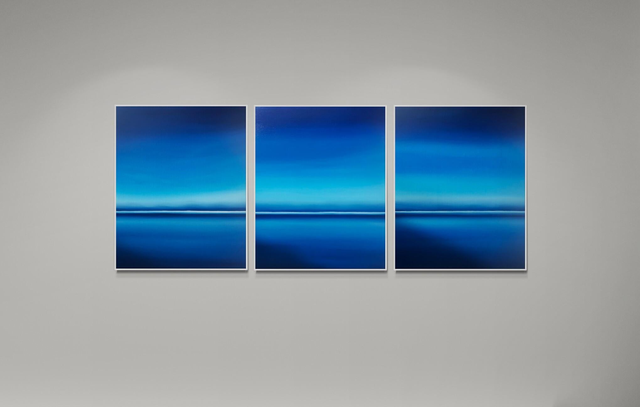 Series Night lake in Ukraine-Blue abstract impressions minimalism seascape water
