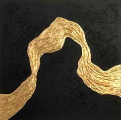Série "Vagues de l'océan" - 3D noir et or texturé