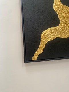 Serie "Ocean Waves 6" - 3D schwarz und gold strukturiert