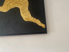 Series "Ocean Waves 6" - 3D black and gold textured