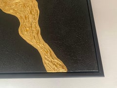 Series "Ocean Waves 7" - 3D black and gold textured