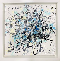 Series "Oceanic Symphony" yellow, blue, white, colourful  Pollock’s style