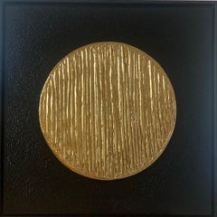 Serie "Powerful Moon 2" - foglia d'oro nera astratta in 3D, texture, minimalismo