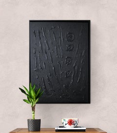 Serie "Toque de Tranquilidad - 1" abstracción negra en 3D, texturizada, minimalista