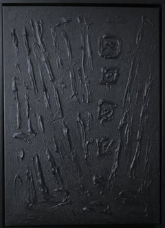 Series "Touch of Tranqullity - 3" black abstraction in 3D, textured, minimalism