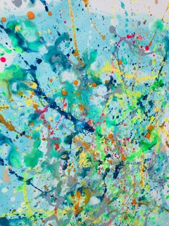 Serie "Sinfonia turchese" blu, bianco, colorato Lo stile di Pollock