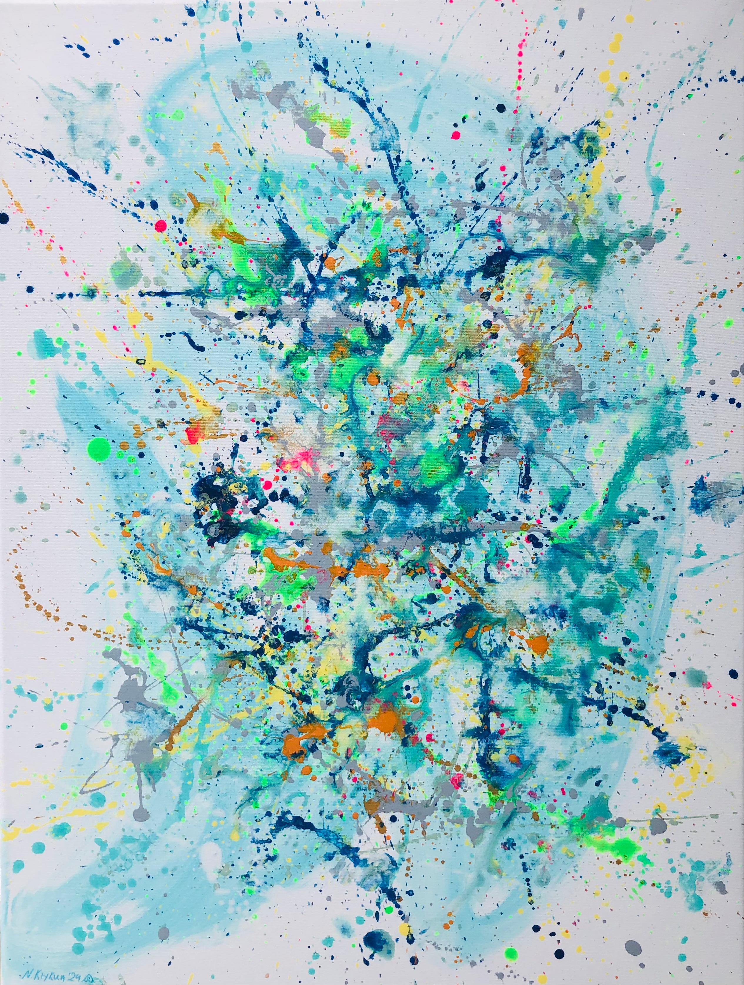 Series "Turquoise symphony" blue, white, colourful Pollock’s style