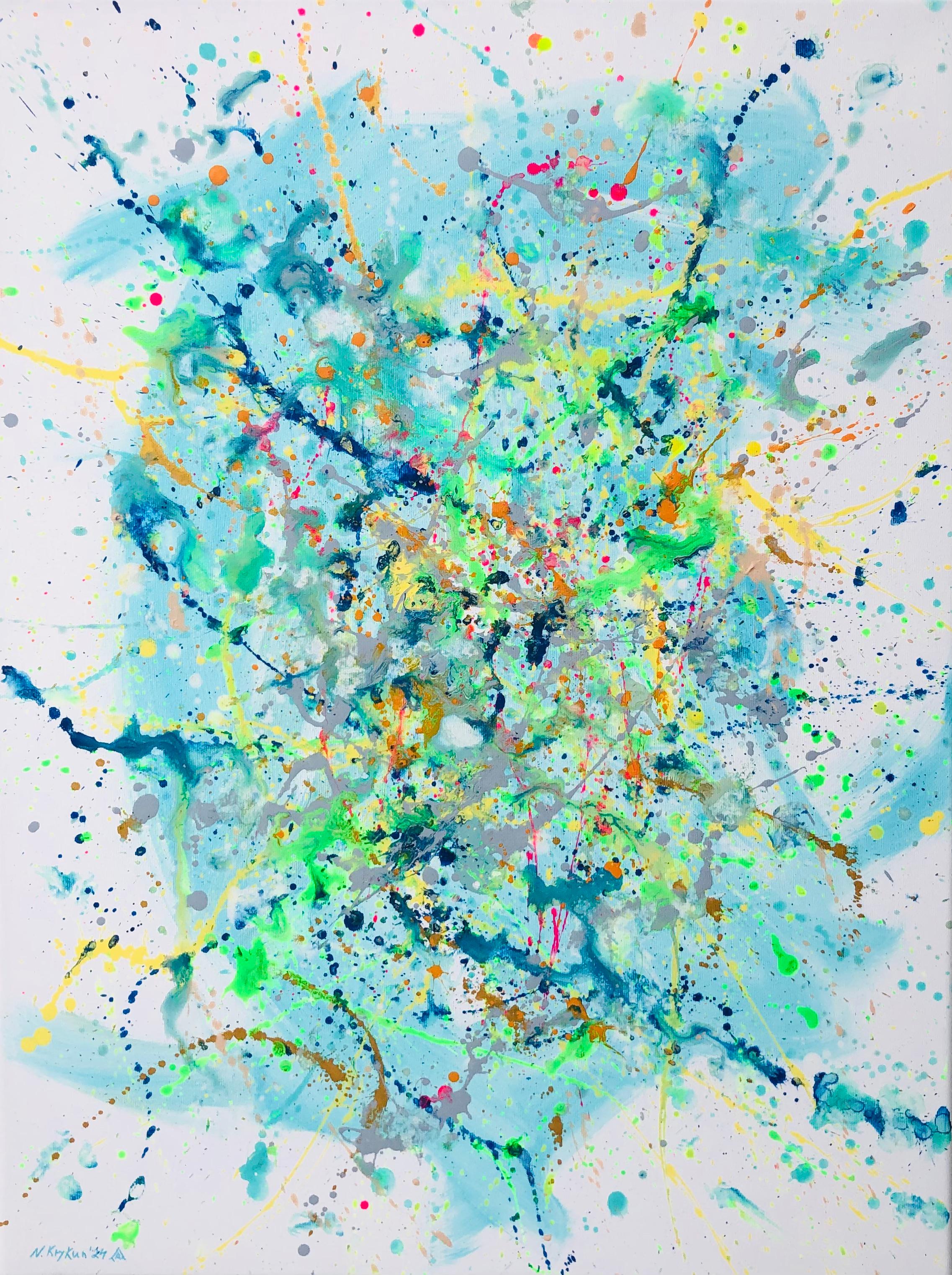 Series "Turquoise symphony" blue, white, colourful Pollock’s style