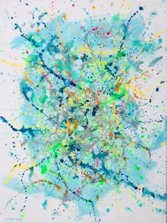 Series "Turquoise symphony" blue, white, colourful Pollock’s style