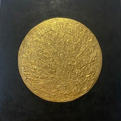 Series "Unter the full Moon 1” - gold leaf 3D, textured, minimalism