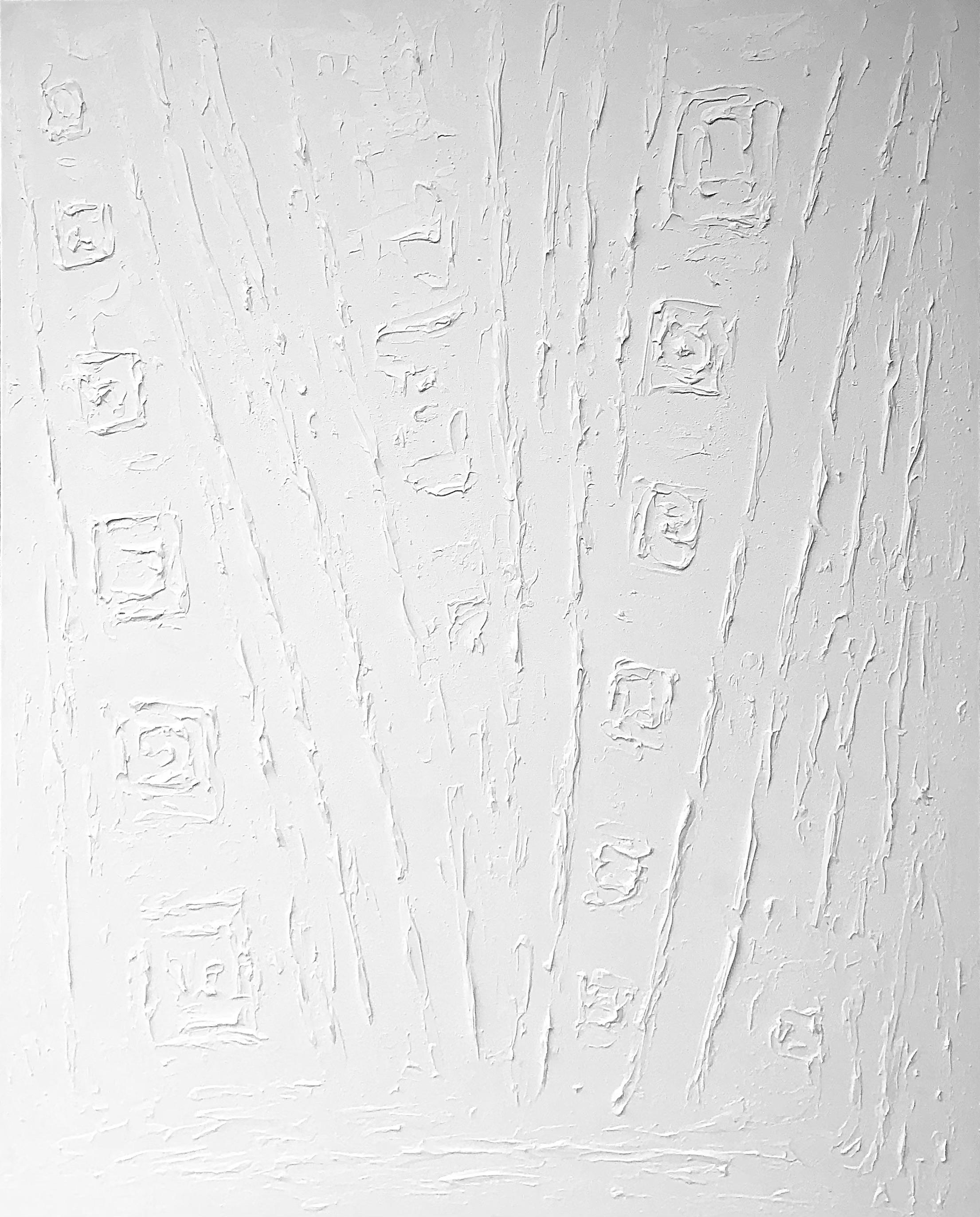 Series „Walk along the coastline“ - abstract in 3D, textured white sculpture