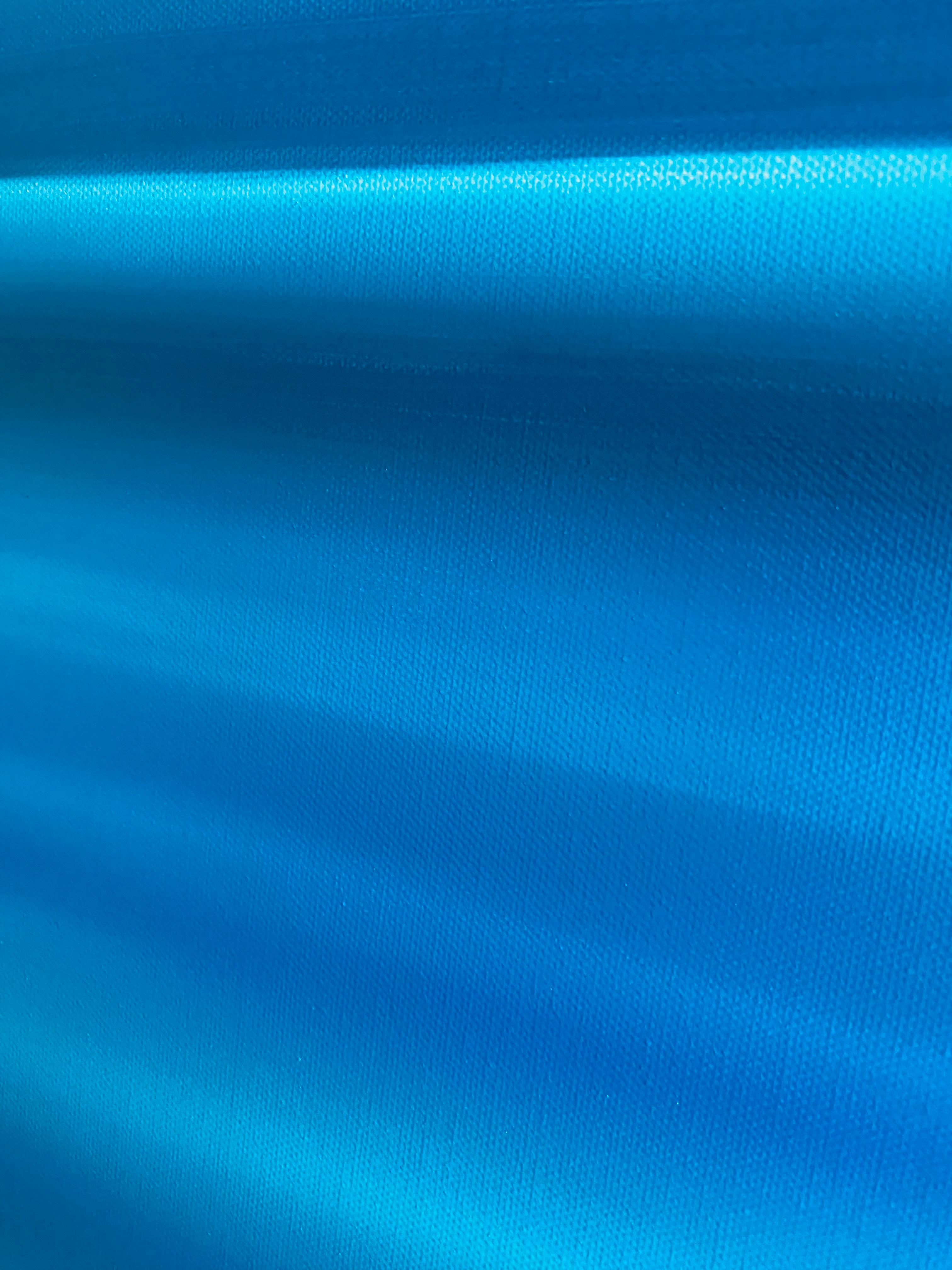 Skyline Dreams #1 - ocean, waves, horizon, seascape - Blue Landscape Painting by Nataliia Krykun