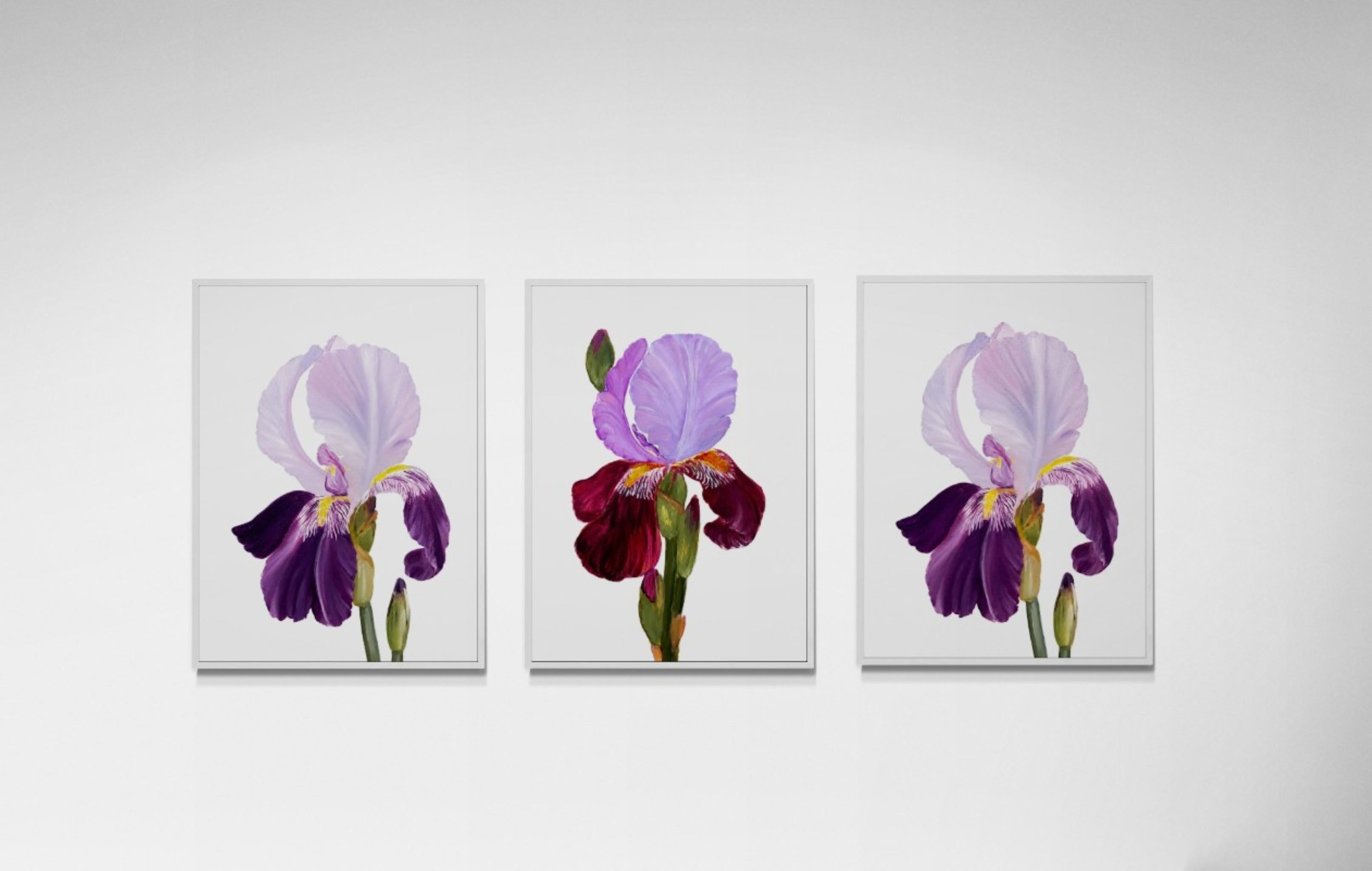 Nataliia Krykun Figurative Painting - Spring in Paris series - Fleur d'Iris, iris flower, garden