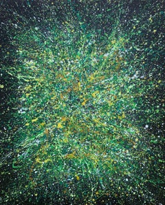 Greene & Greene - Greene & Greene - vert, noir, blanc, jaune grande abstraction, gouttes