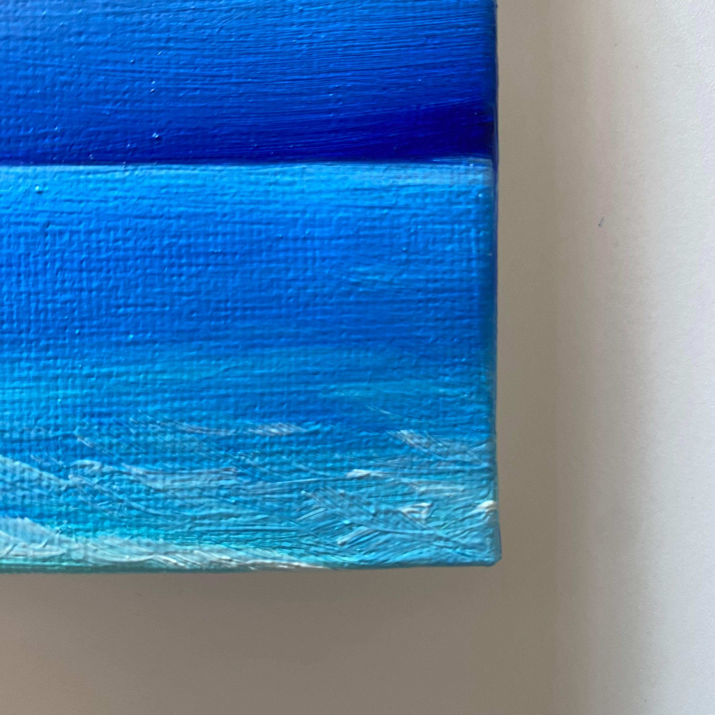 Paysage marin d'été 2 - eau bleue, horizon, océan - Impressionnisme Painting par Nataliia Krykun