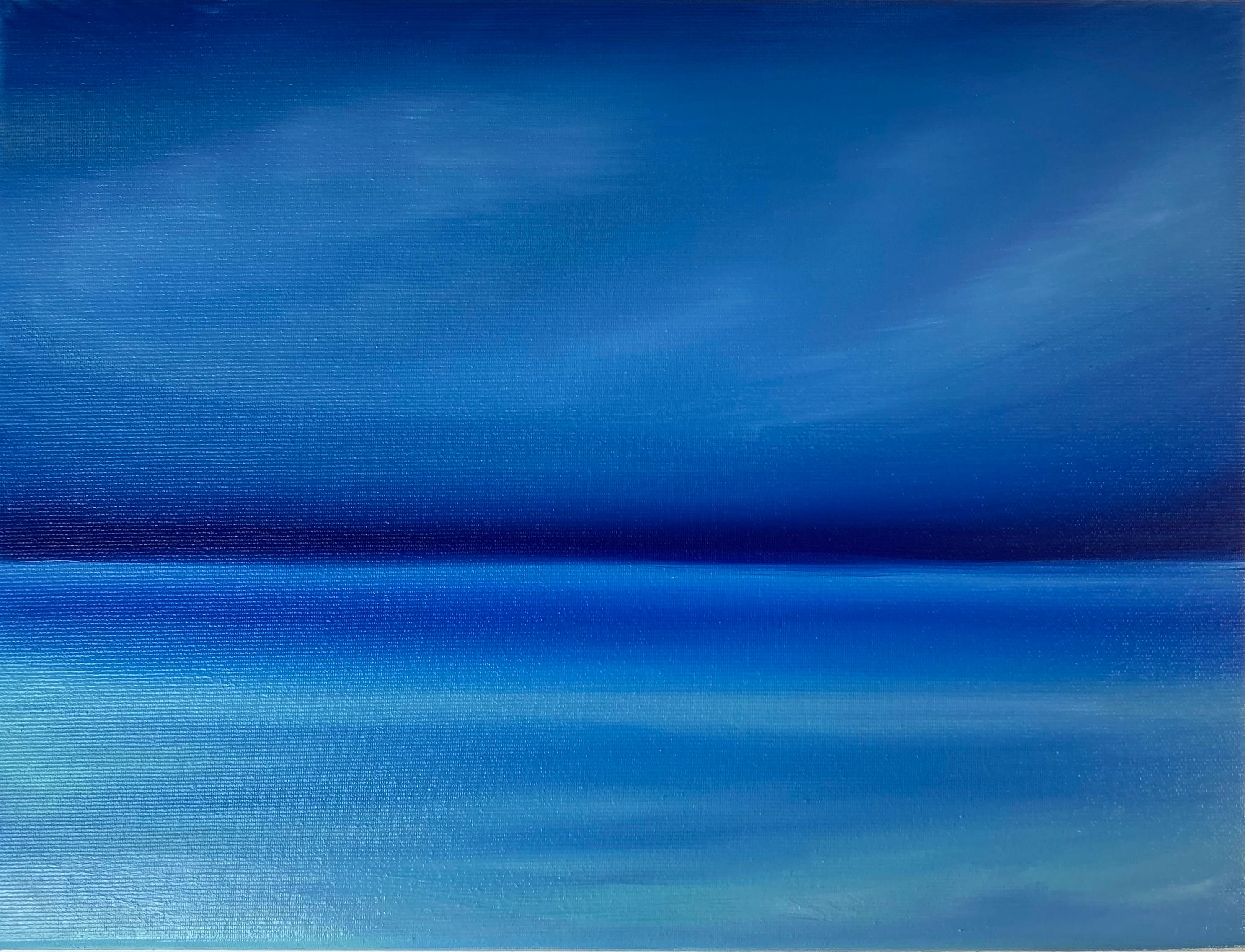 Paisaje marino de verano - horizonte, agua, puesta de sol, océano - Painting de Nataliia Krykun