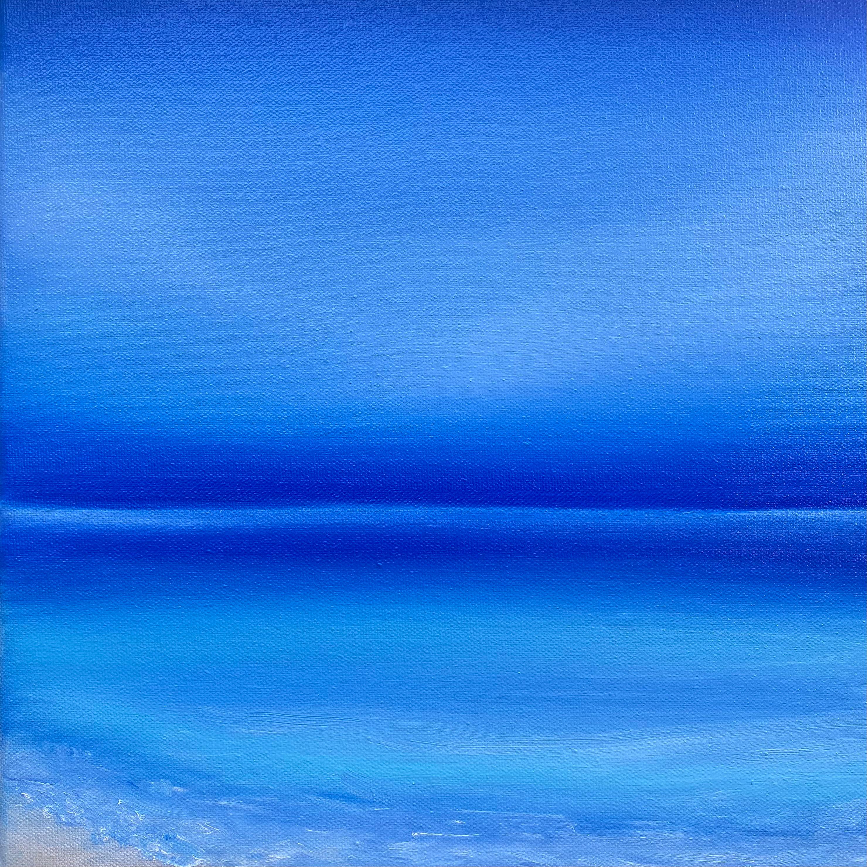 Horizonte de verano - paisaje marino , agua, puesta de sol, océano - Landscape Painting Azul de Nataliia Krykun