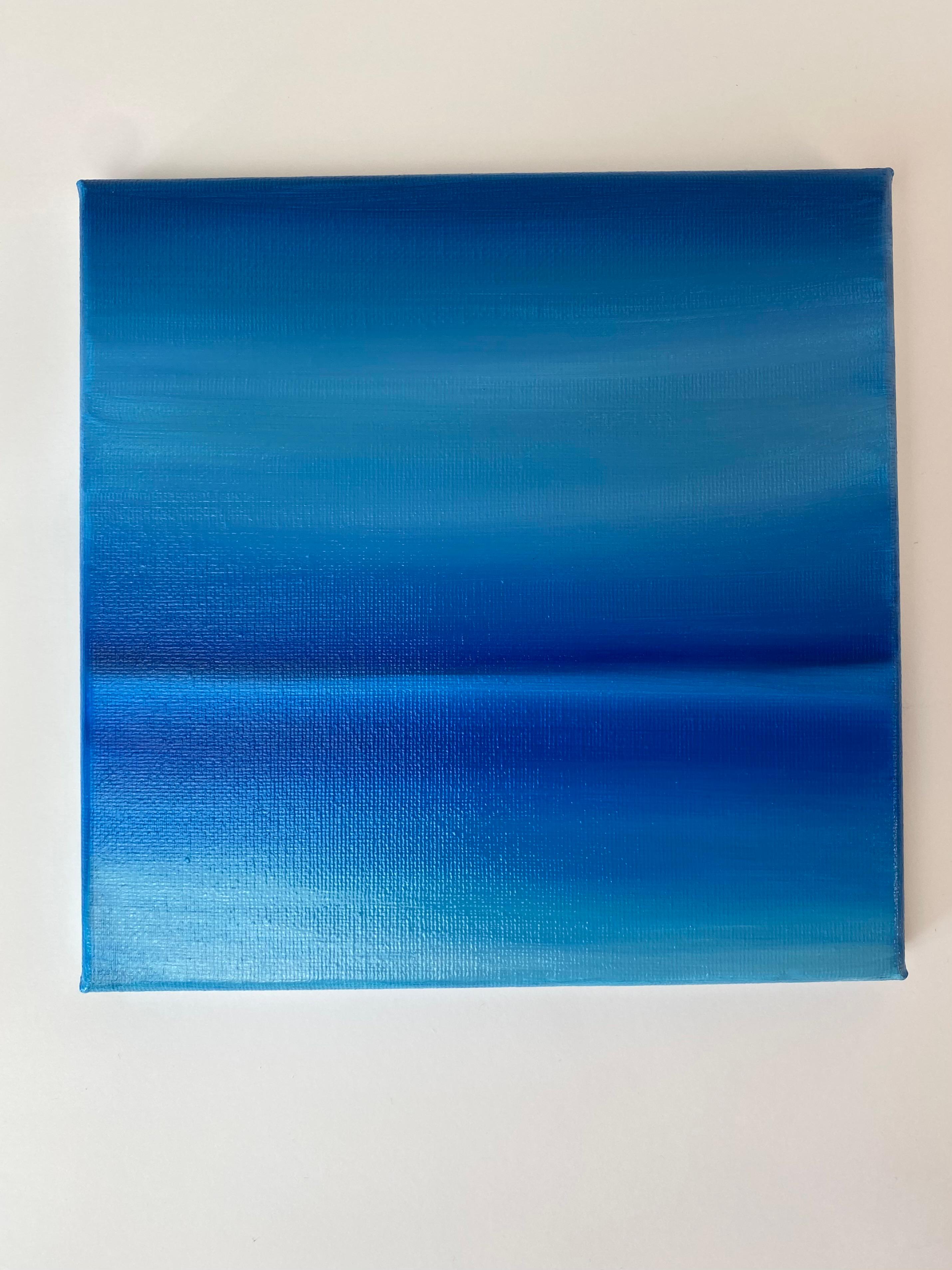 Tramonto estivo - paesaggio marino, acqua, skyline, oceano - Landscape Painting Blu di Nataliia Krykun