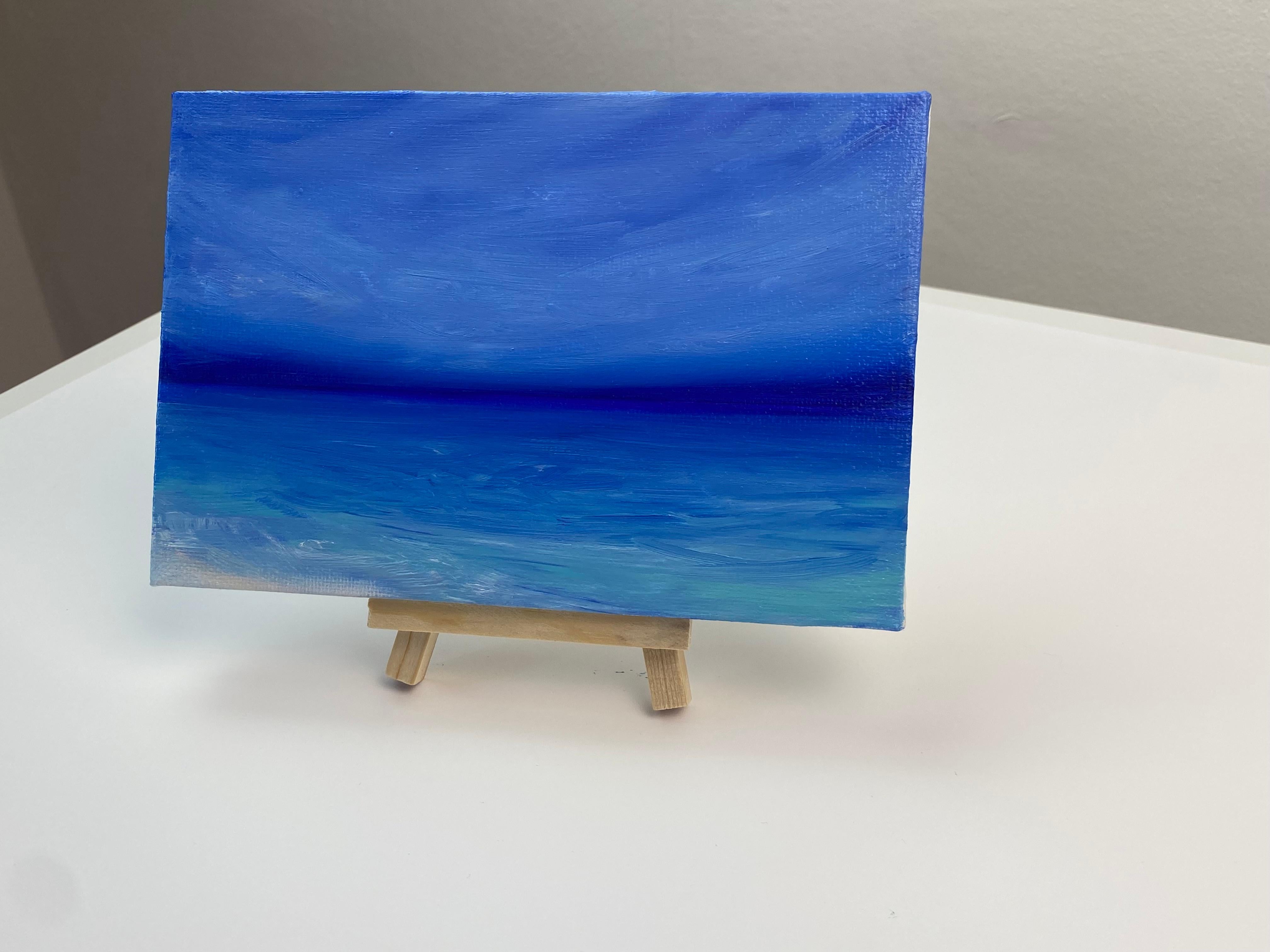 Giornata di sole - lago azzurro, acqua, skyline, oceano - Painting di Nataliia Krykun