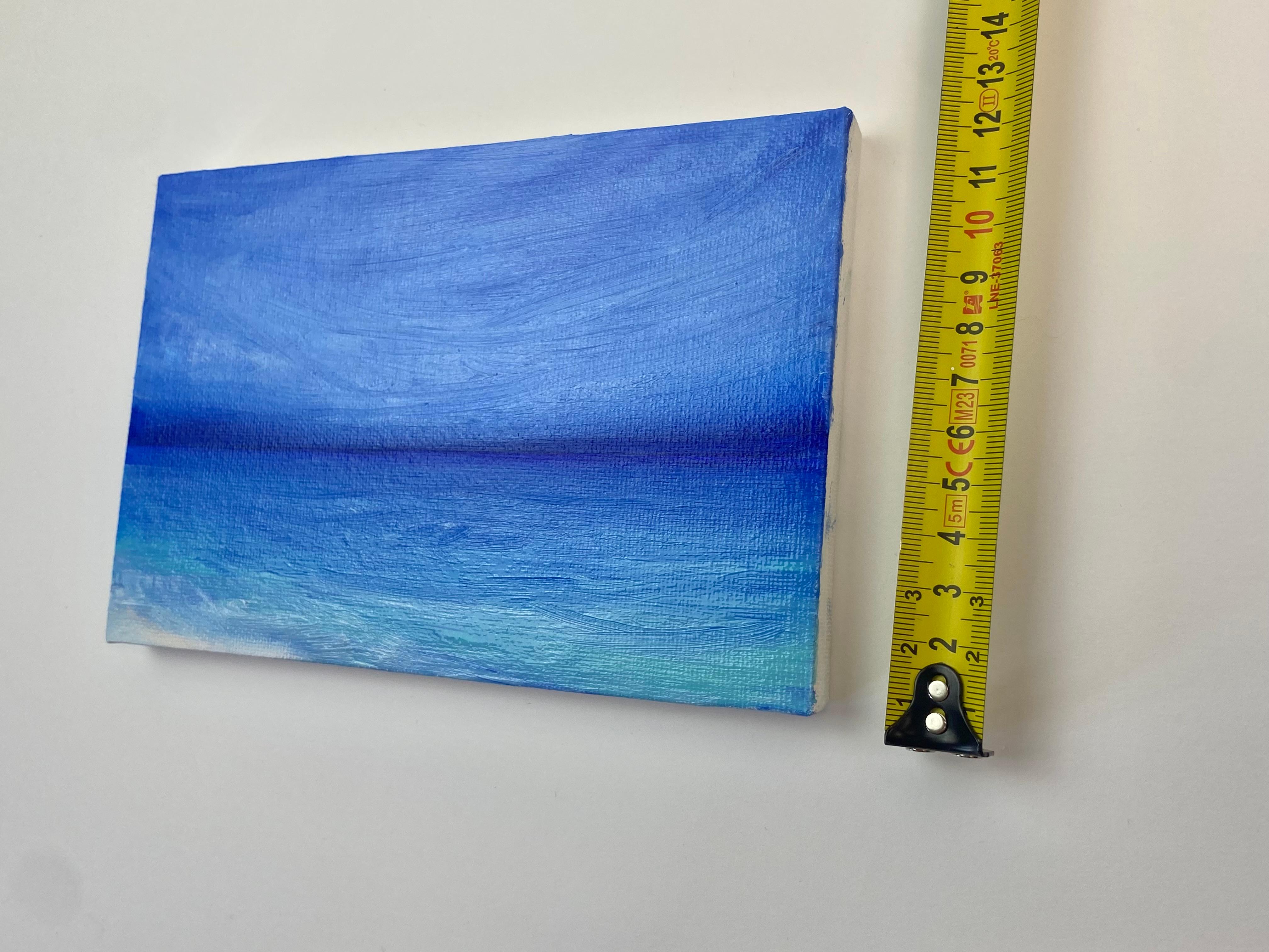 Giornata di sole - lago azzurro, acqua, skyline, oceano - Painting Impressionismo di Nataliia Krykun