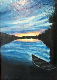 "Barco al atardecer" paisaje marino, noche