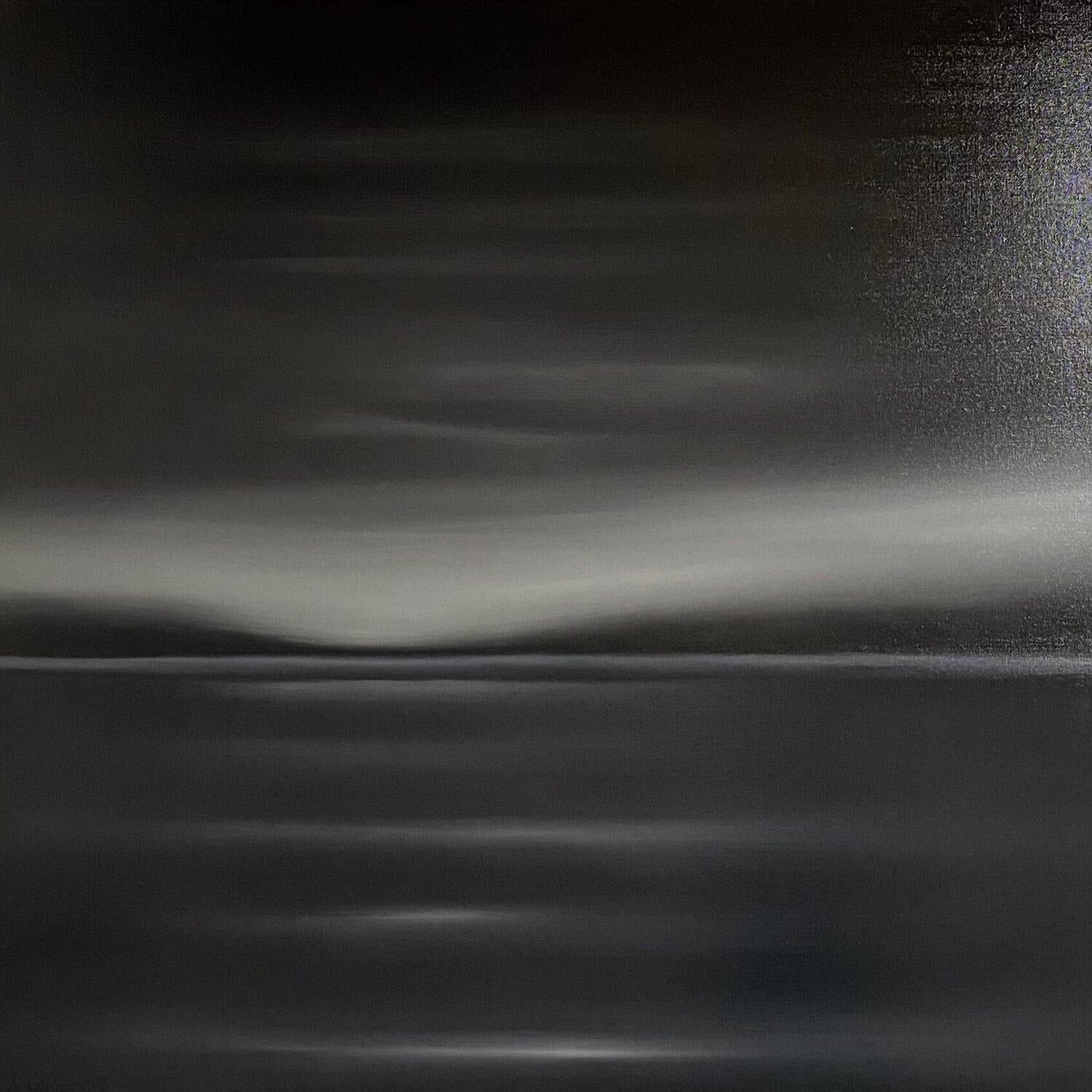 "Sonnenuntergang dunkel, abstrakte minimalistische Landschaft, Berg
