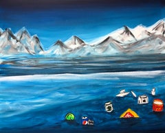 Sustainable development, navy semi abstraction, impressions minimalism seascape