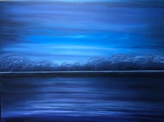 The sea in the evening - navy blue seascape, water, sky