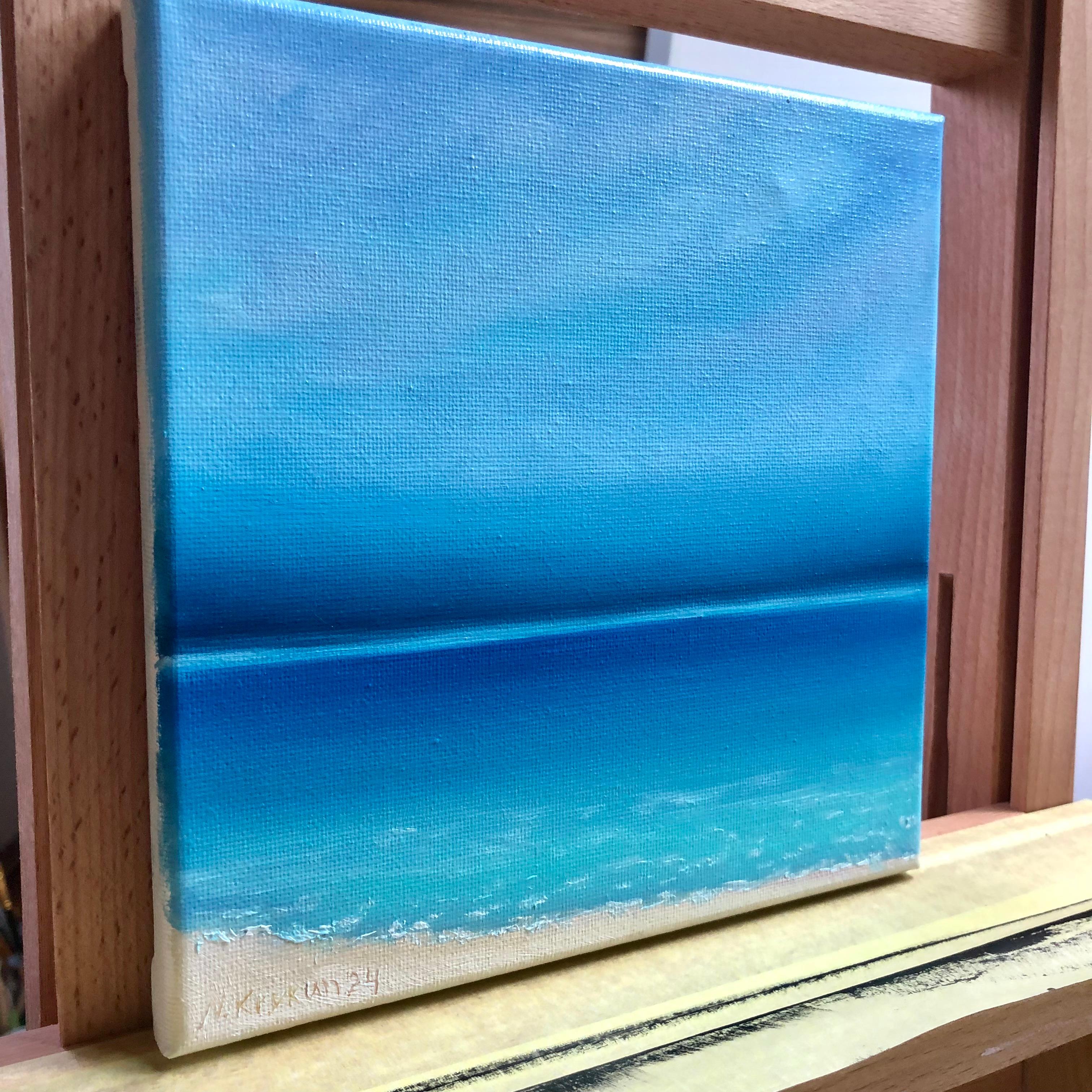 Oceano turchese, onde, orizzonte, acqua, paesaggio marino - Painting di Nataliia Krykun