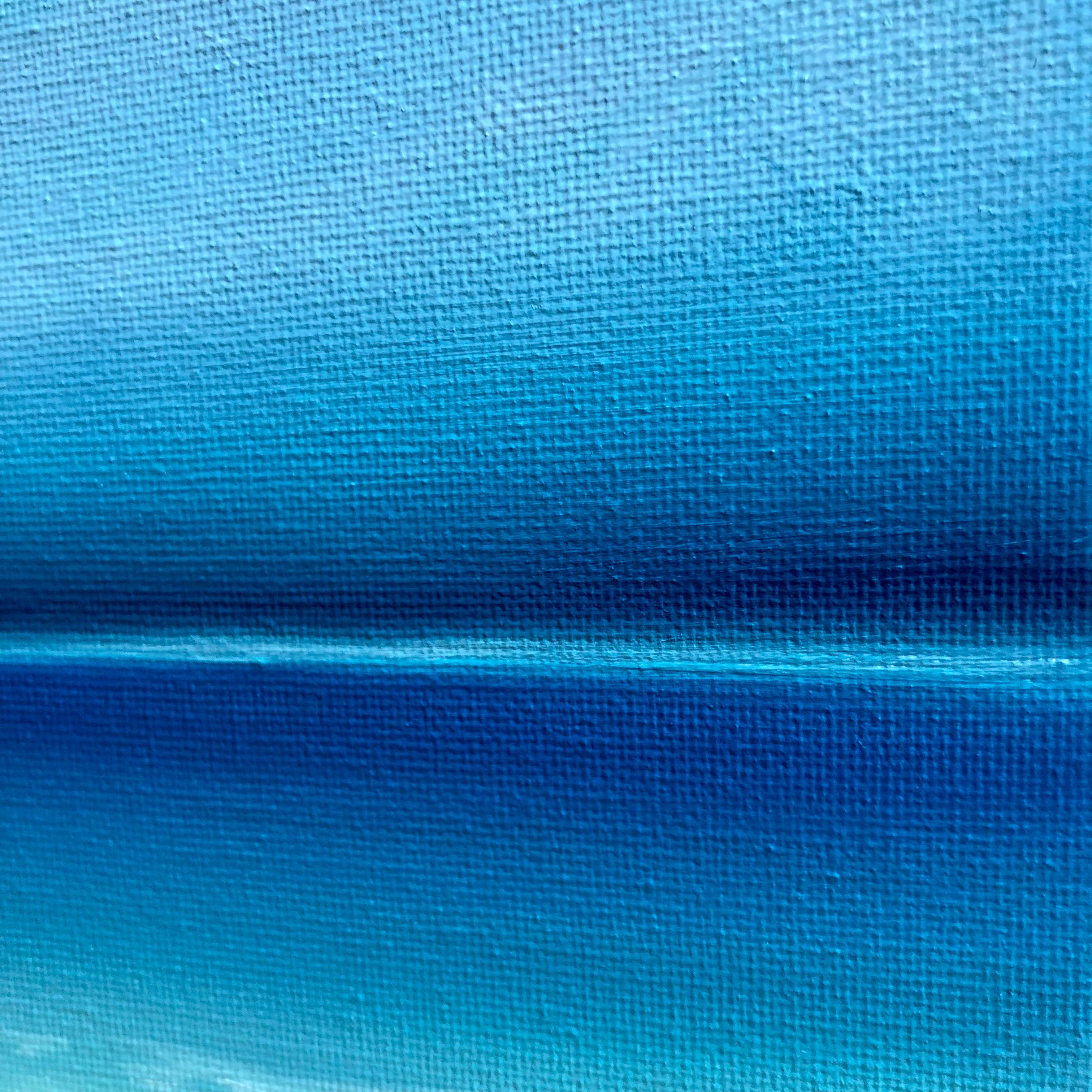 Oceano turchese, onde, orizzonte, acqua, paesaggio marino - Painting Astratto di Nataliia Krykun