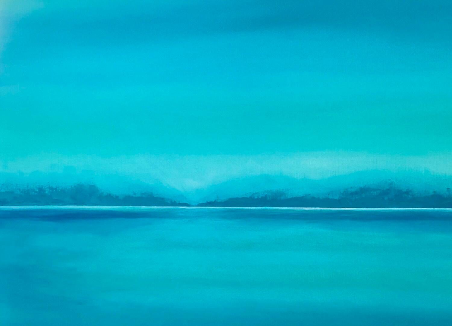 "Mar turquesa" - abstracción azul minimalismo