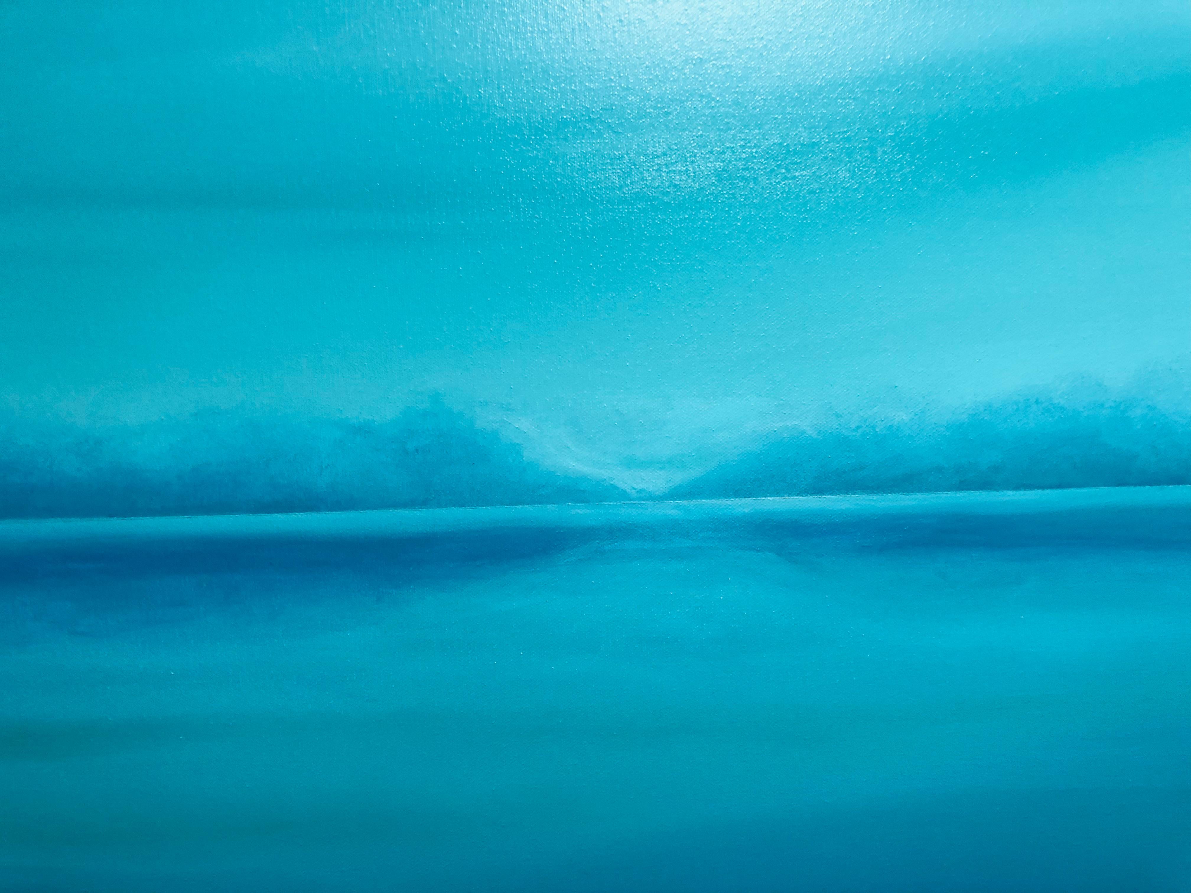 Agua turquesa y horizonte oceánico - paisaje marino azul, olas en venta 7