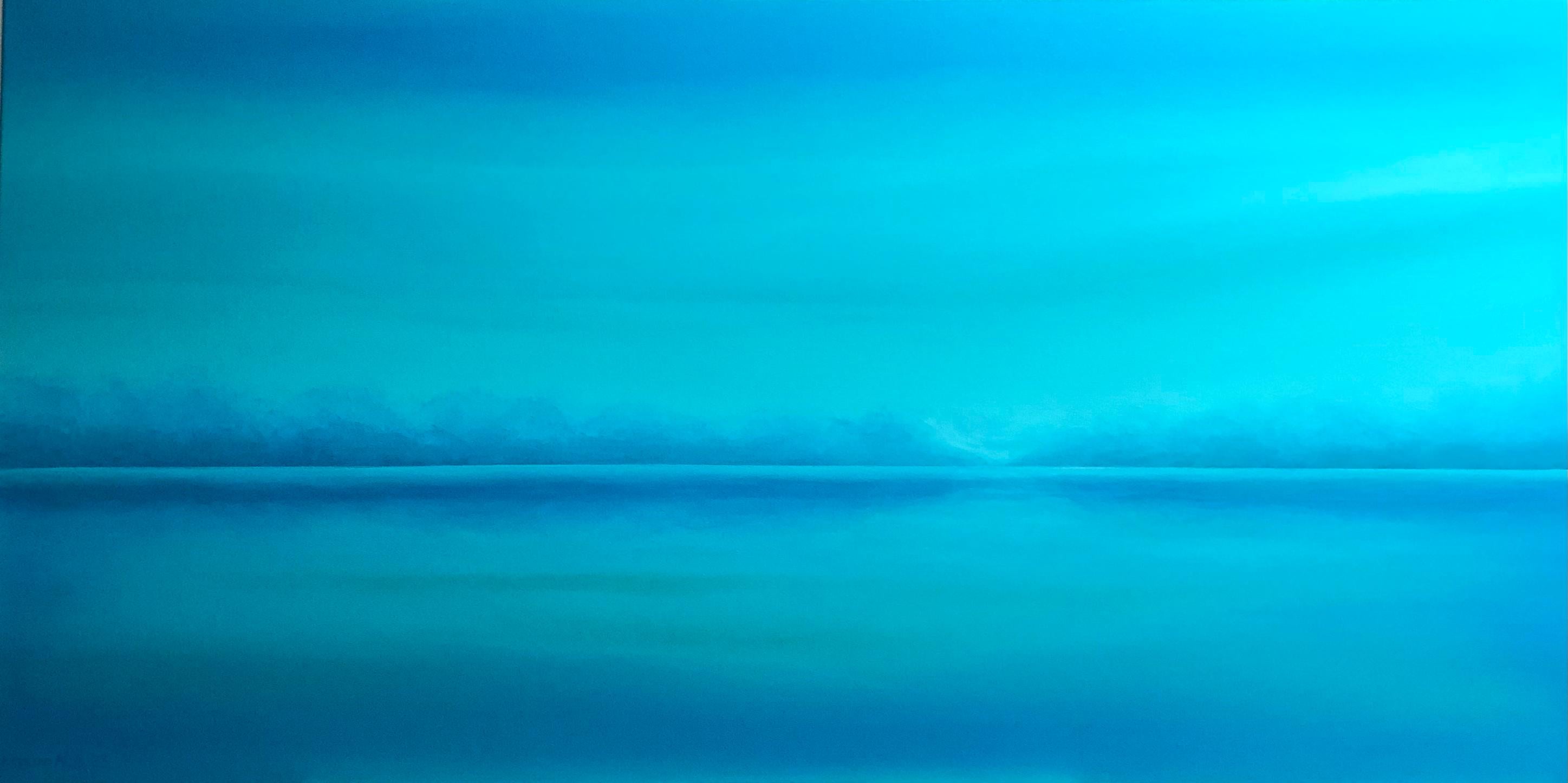 Interior Painting de Nataliia Krykun - Agua turquesa y horizonte oceánico - paisaje marino azul, olas