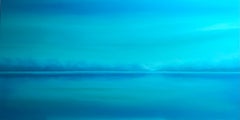 Turquoise water and ocean skyline - blue seascape, waves