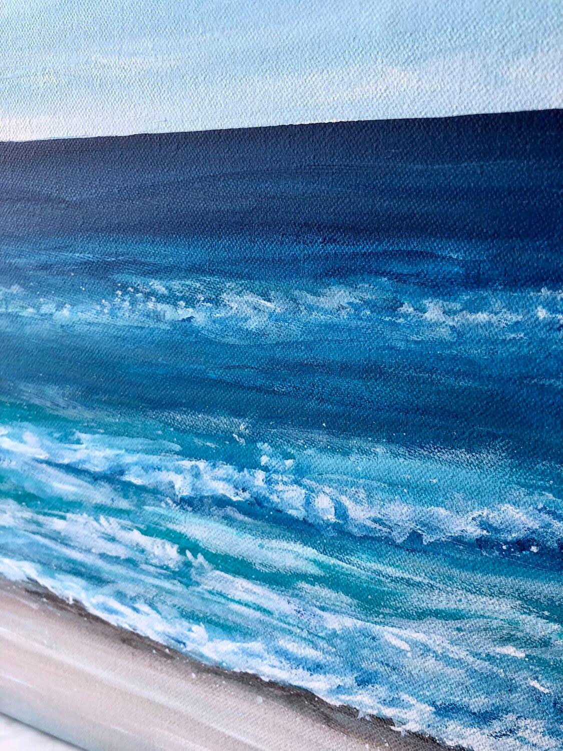 Onde blu all'orizzonte - Tramonto, skyline, paesaggio marino, onde turchesi dell'oceano in vendita 1