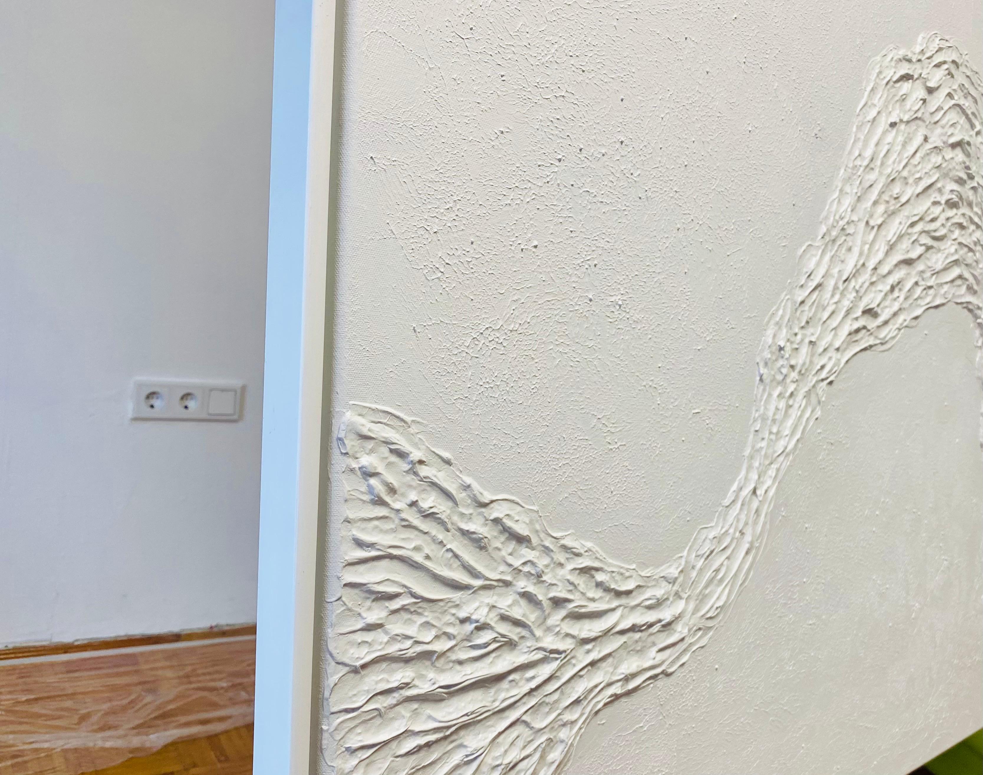White Ocean Waves - abstract in 3D, textured - Painting by Nataliia Krykun