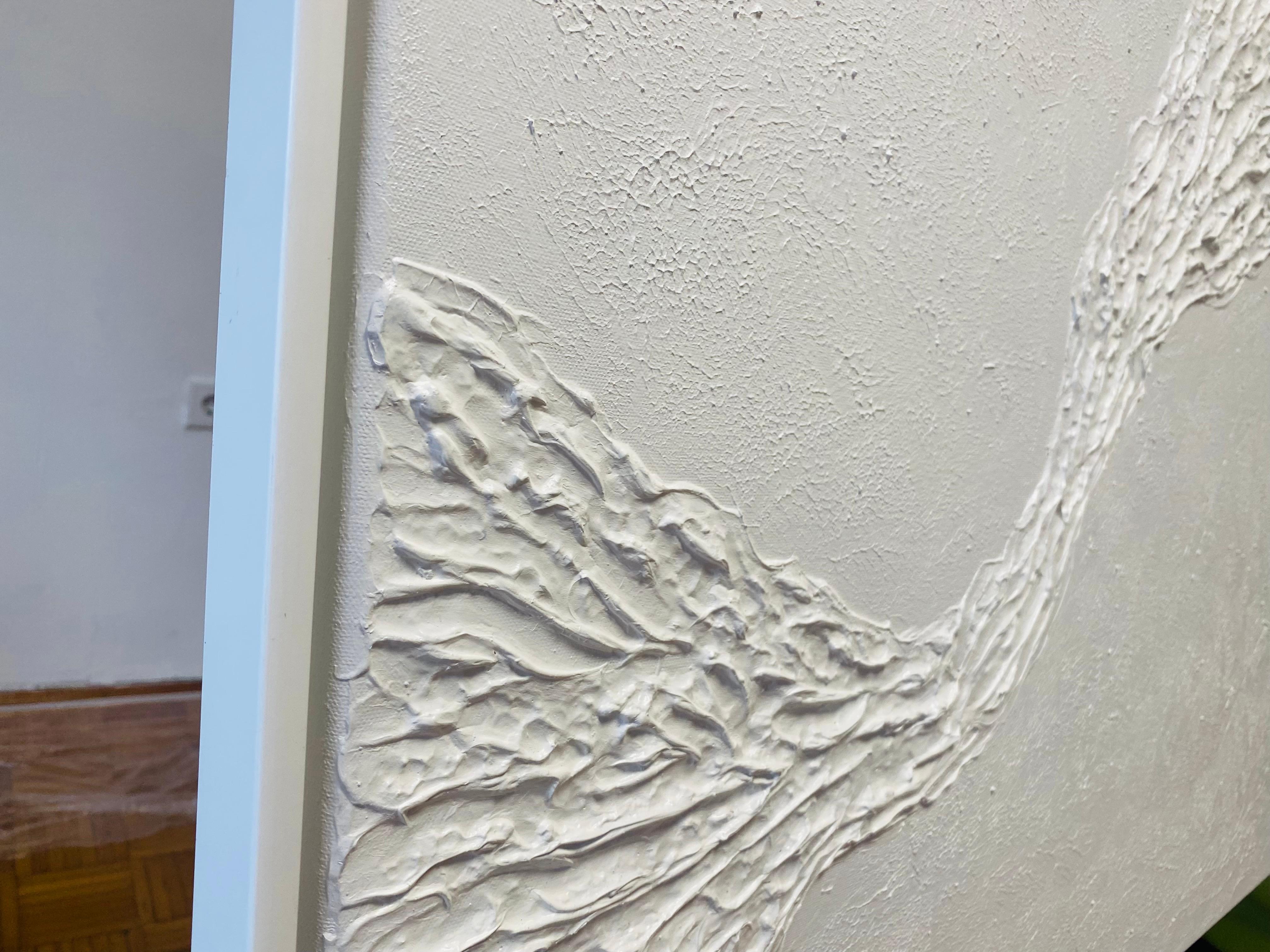 White Ocean Waves - abstract in 3D, textured - Abstract Painting by Nataliia Krykun
