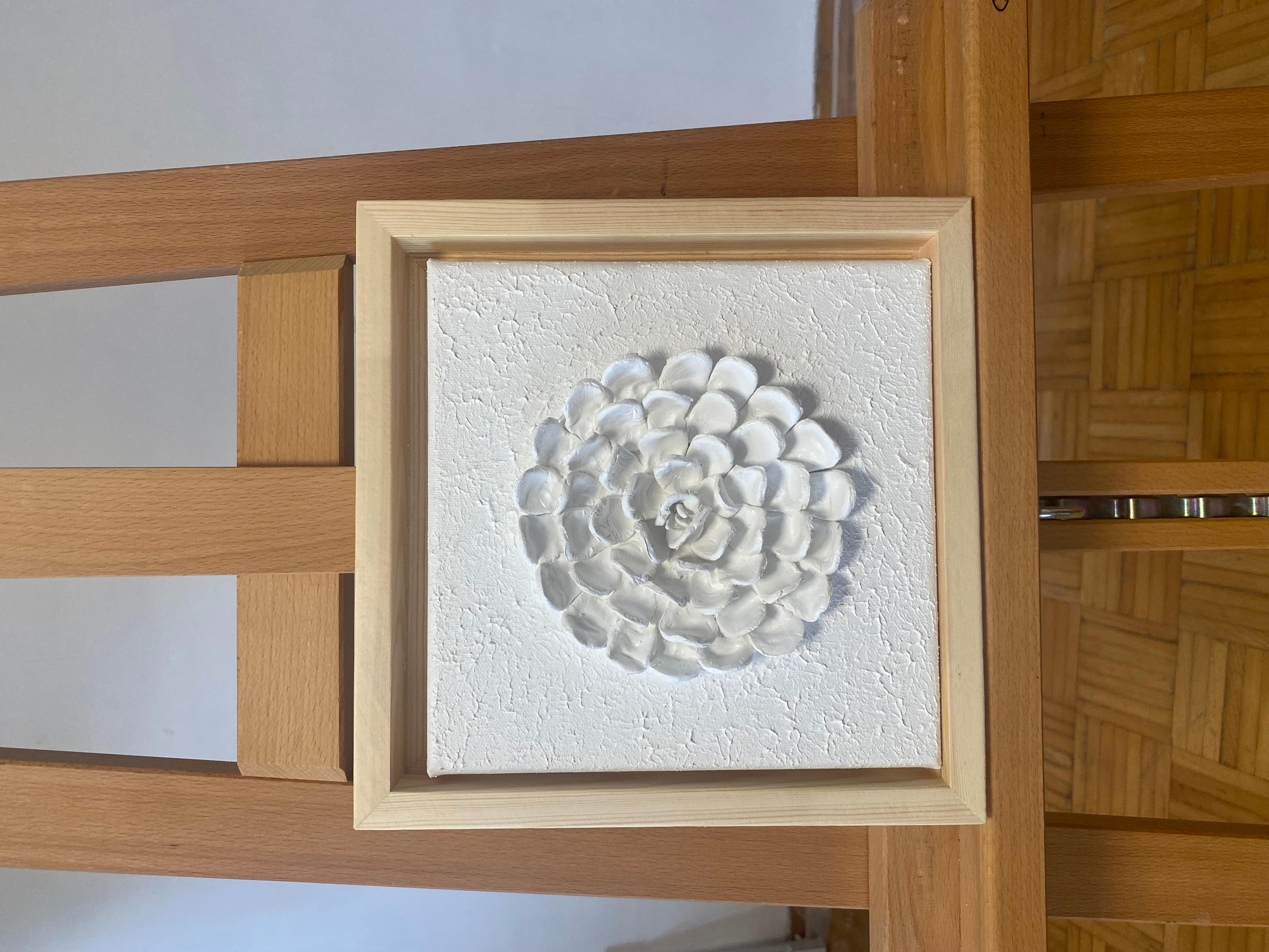 Series “White Flowers 1” - 3D, Ceramic , clay, wall sculptures For Sale 7