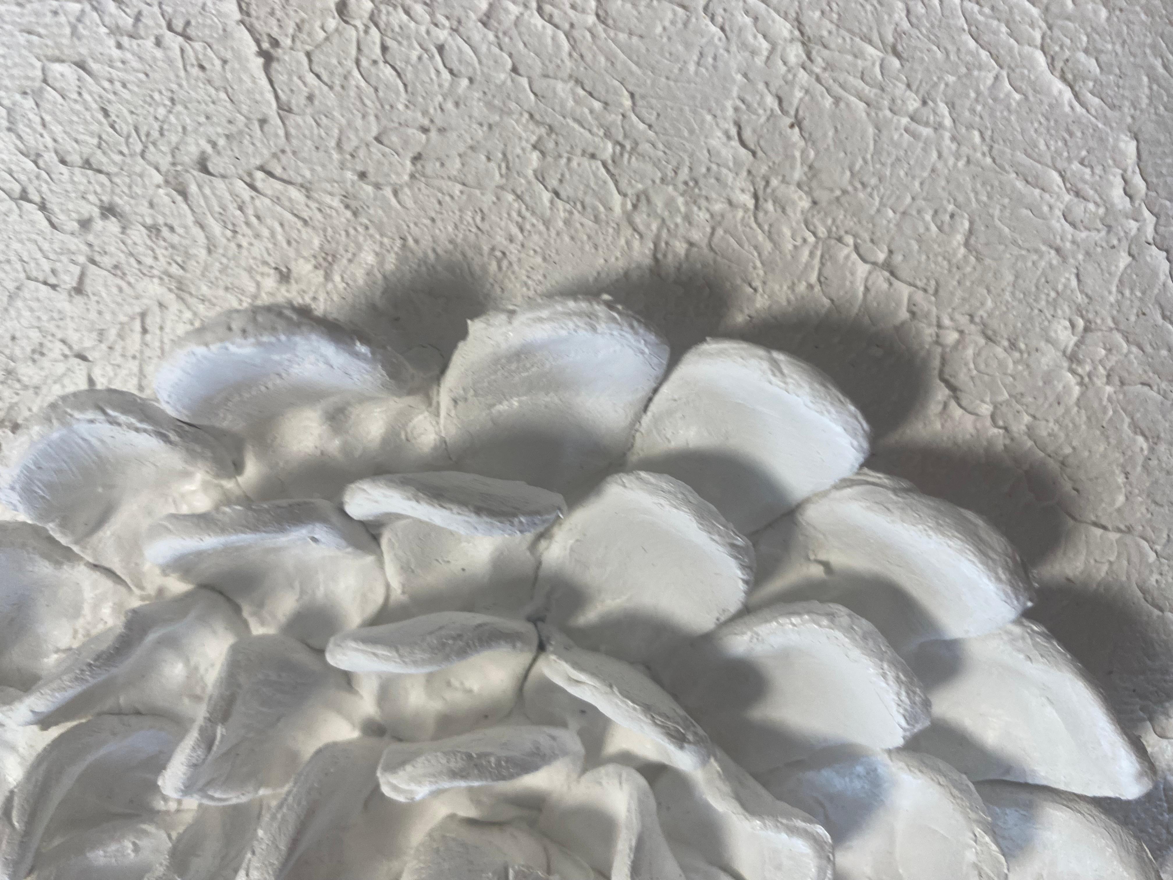 Series “White Flowers 1” - 3D, Ceramic , clay, wall sculptures For Sale 9